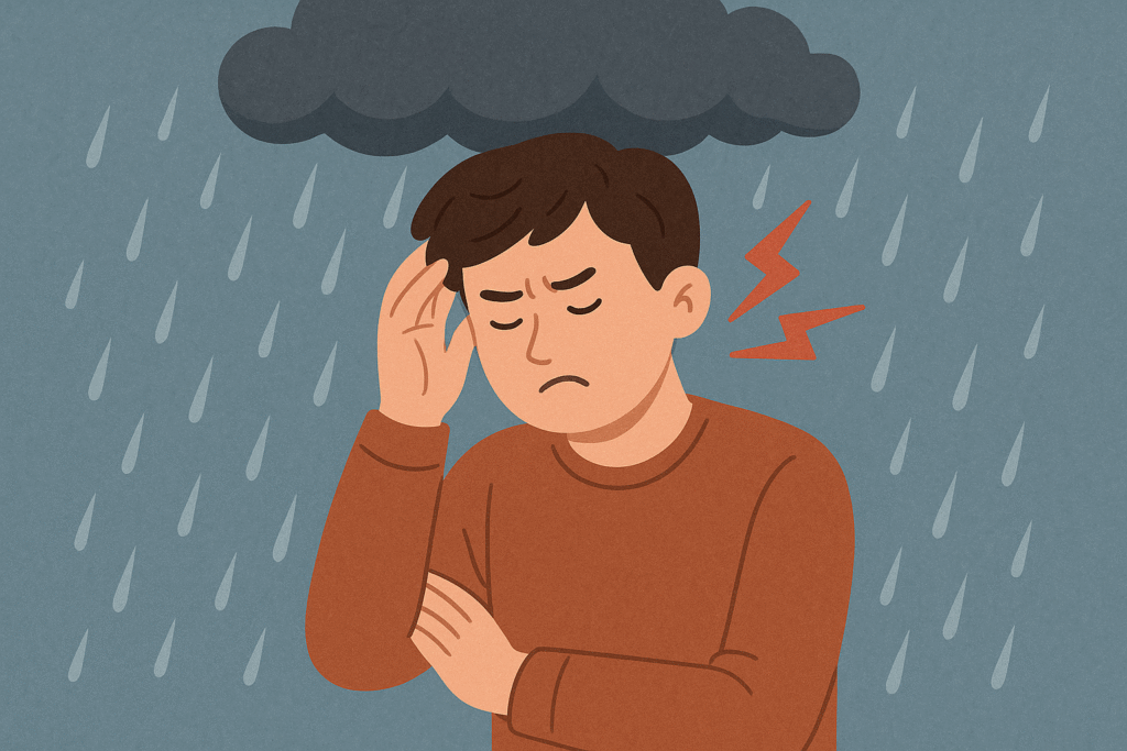 Headache on a rainy day